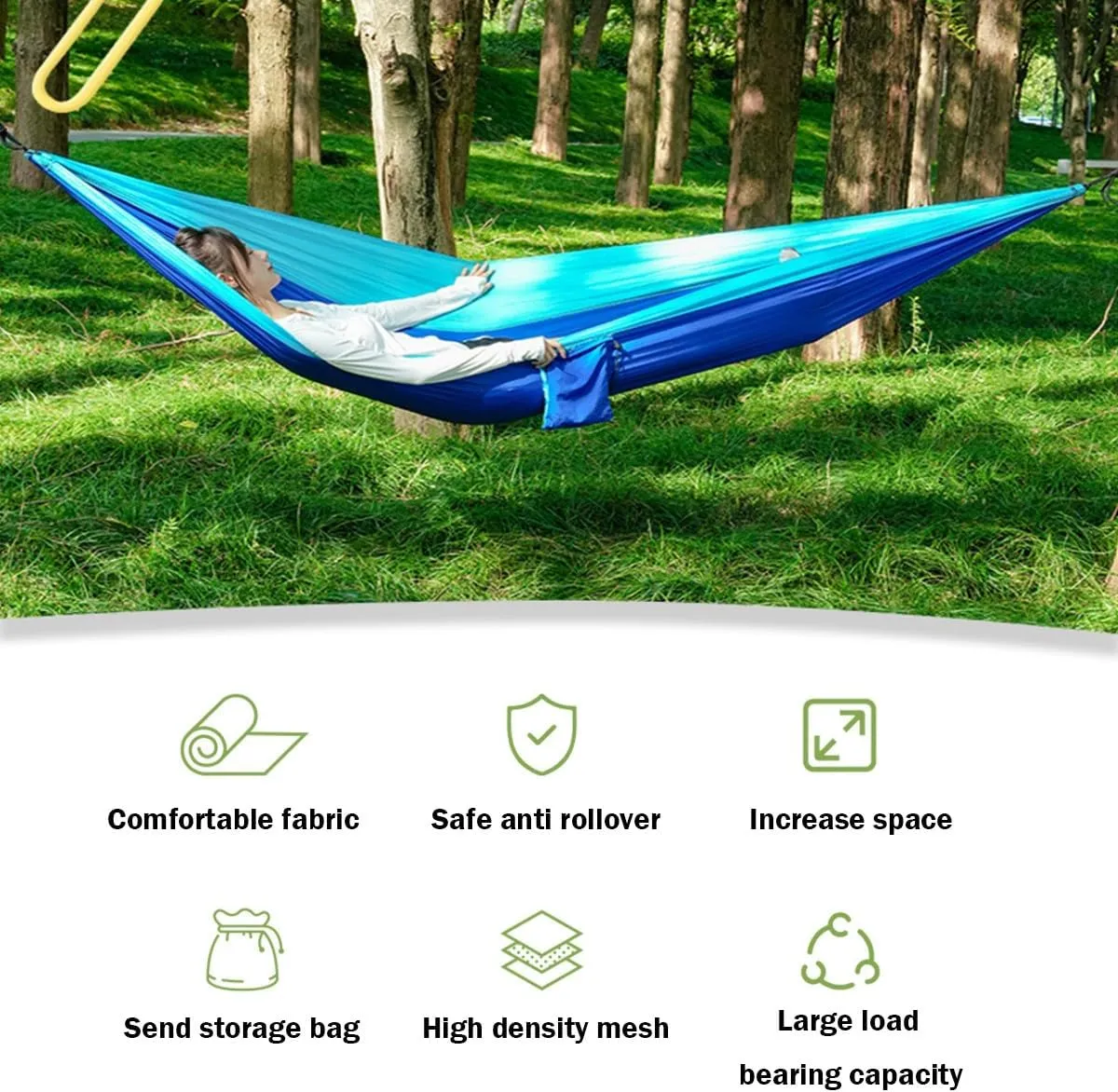 Hammock Camping, Hammock Tent Strong Load Bearing Capacity, Mosquito Net Hammock Breathable and Mosquito Proof, Suitable for Outdoor Use(Green,260 * 140cm)