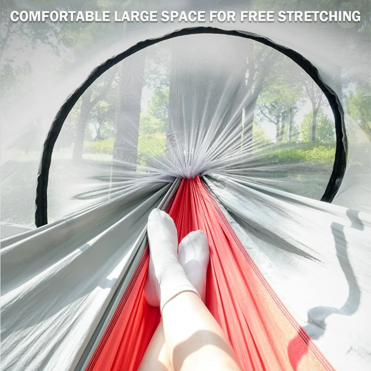 Hammock Camping, Hammock Tent Strong Load Bearing Capacity, Mosquito Net Hammock Breathable and Mosquito Proof, Suitable for Outdoor Use(Green,260 * 140cm)