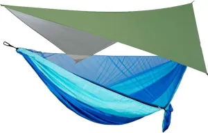 Hammock Camping Hammock with Rain Fly Tarp and Mosquito Net Tent Tree Straps Portable Single Double Nylon Parachute Hammock for Travel
