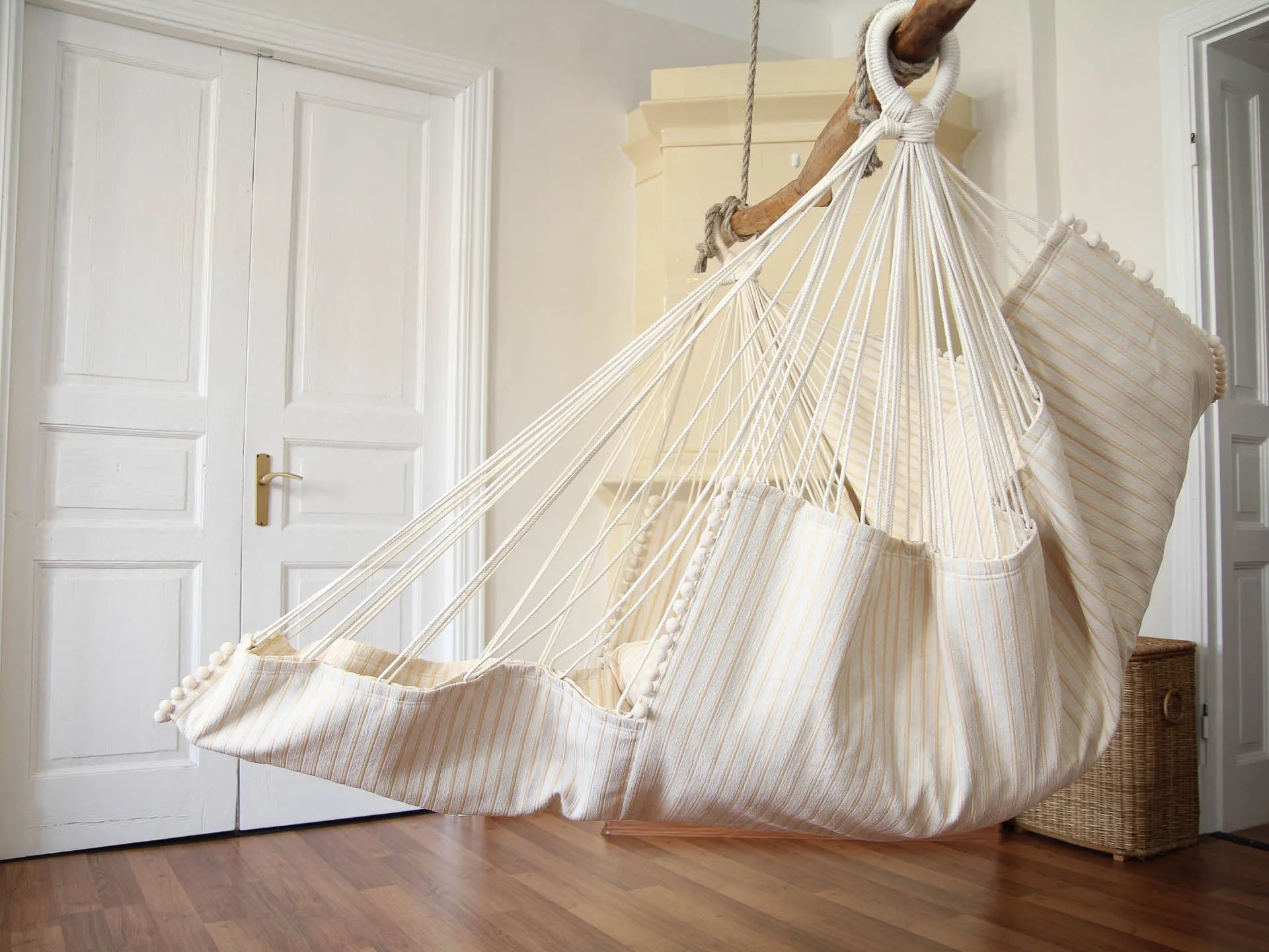 Hammock chair - beige with stripes