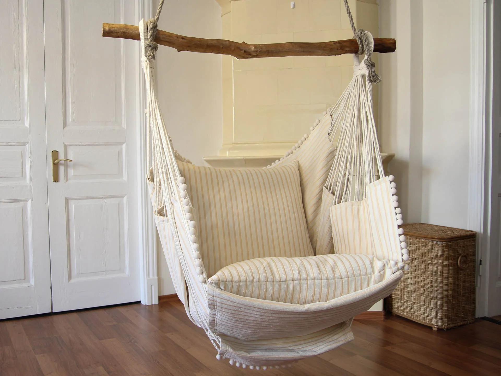 Hammock chair - beige with stripes