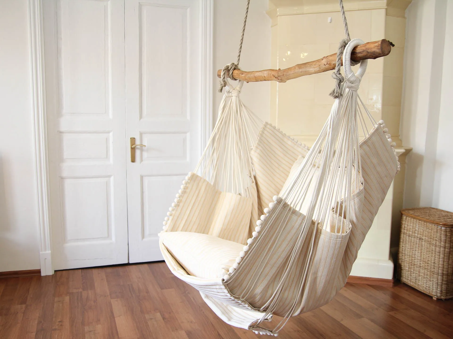 Hammock chair - beige with stripes
