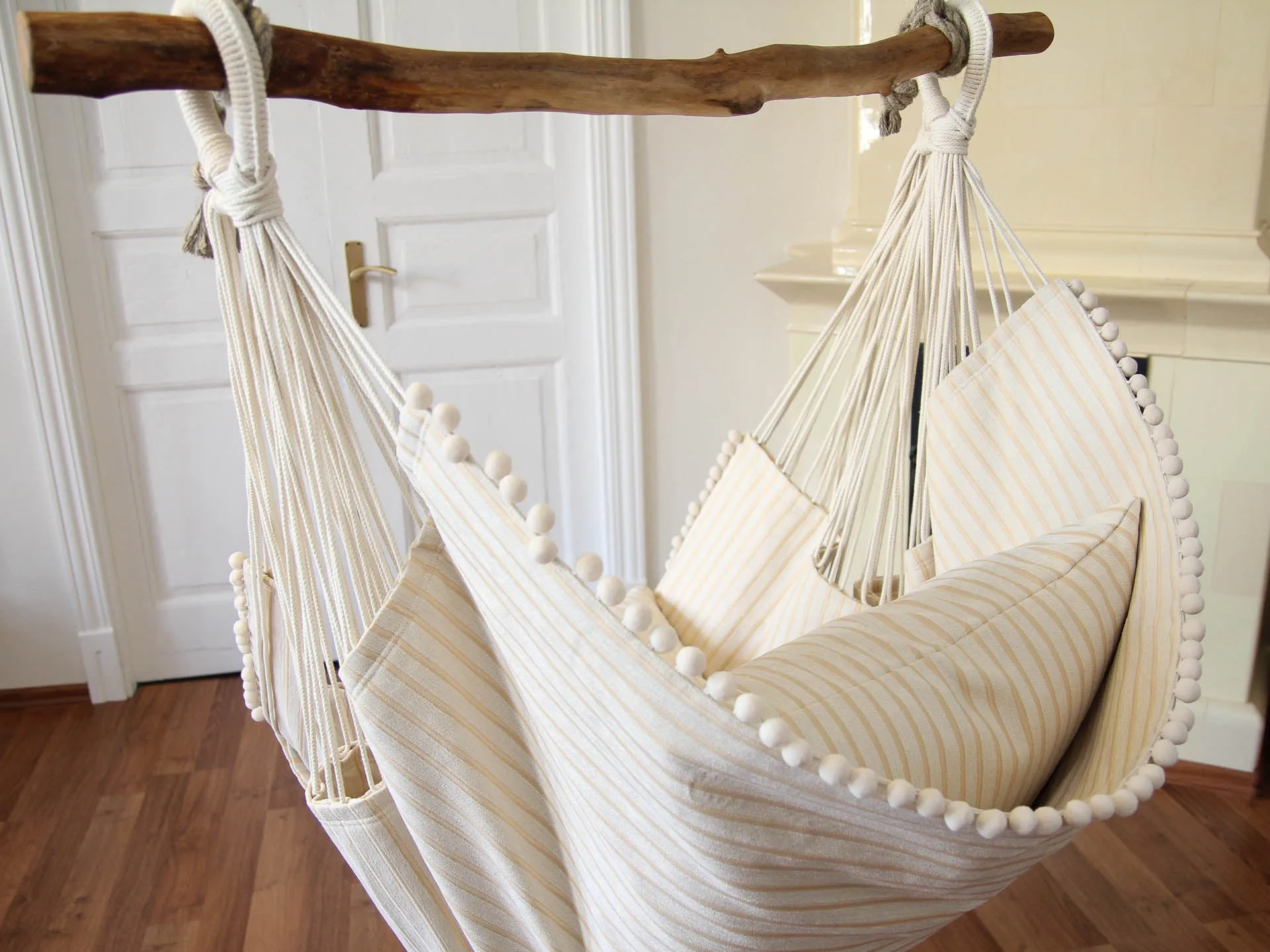 Hammock chair - beige with stripes
