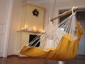 Hammock chair - yellow & white