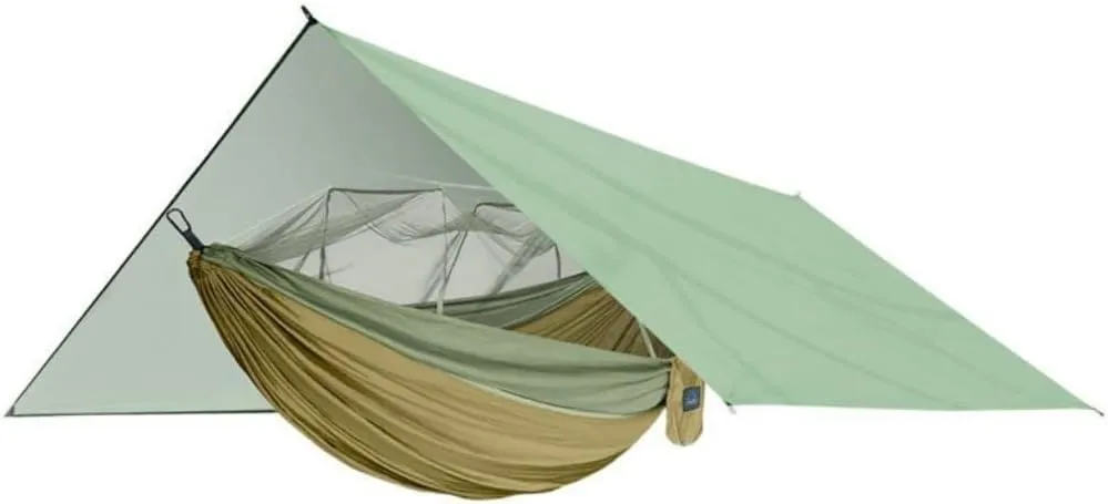 Hammock Outdoor Mosquito Net Hammock Anti-Mosquito Canopy Tent Set Waterproof Portable Sunshade Camping Outdoor Hammocks for Outside(Green,Small)