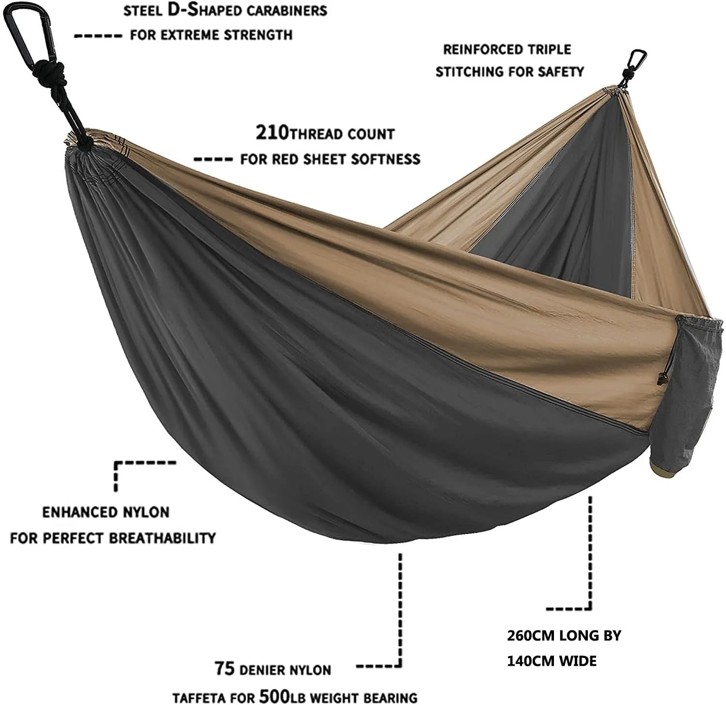 Hammock Parachute Hammock with Hammock Straps and Black Carabiner Camping Survival Travel Outdoor Beach Hiking Gear Backpacking Hammock for Outdoor Camping and Picnic