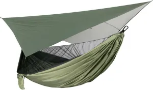 Hammock Portable Nylon Camping Hammock with Waterproof Rain Fly Canopy Tarp for Outdoor Hanging Bed Sleeping, Green 3
