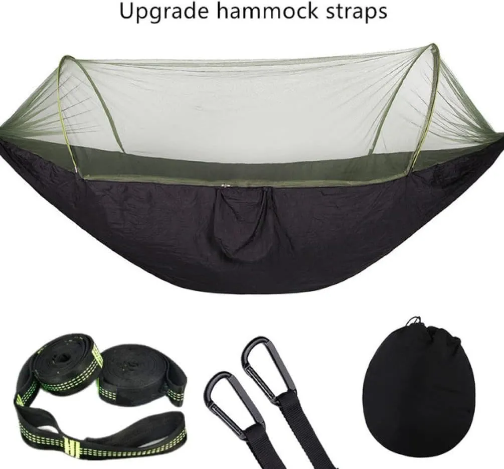 Hammock Portable Outdoor Parachute Hammocks Camping Hammock with Mosquito Net Camping Stuff for Hiking Backpacking Tree Jungle for Outdoor Camping and Picnic