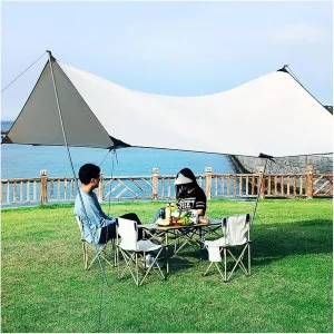 Hammock Rain Fly Tent Camping Tarp, with 2 Poles Portable Multifunctional Backpacking Tarp Shelter Camping Tarp under Tent Tarpaulin for Camping Picnic Beach Utdoor Activities(118x177inch)