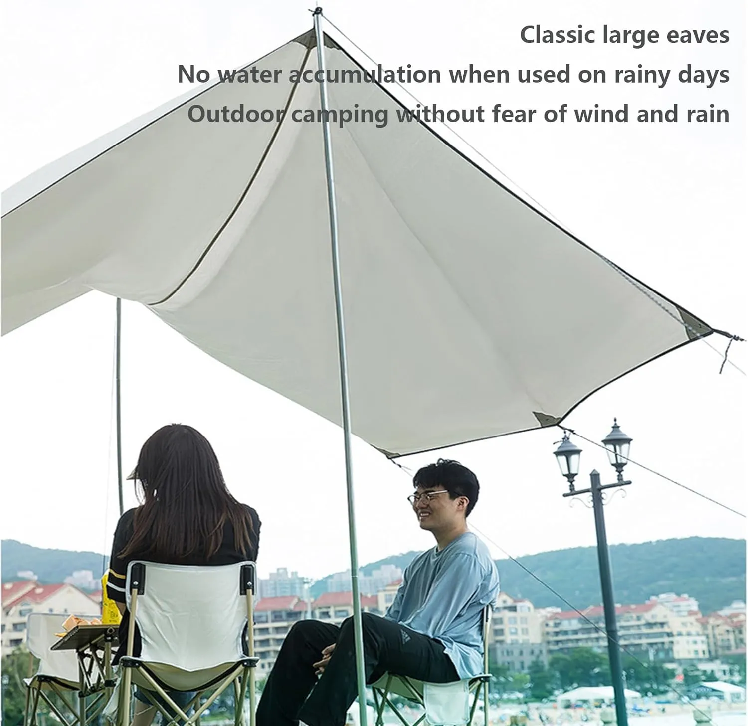 Hammock Rain Fly Tent Camping Tarp, with 2 Poles Portable Multifunctional Backpacking Tarp Shelter Camping Tarp under Tent Tarpaulin for Camping Picnic Beach Utdoor Activities(118x177inch)