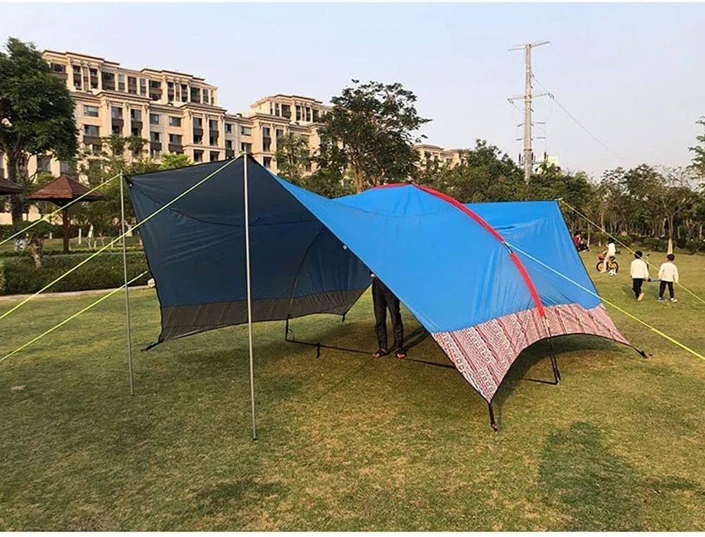 Hammock Rain Fly Tent Tarp, Large Waterproof Camping Tarp Shelter Protection Tent Tarp for Camping Hiking Backpacking Outdoor Adventure Sun Shelter, Folding Pergola Canopy,4