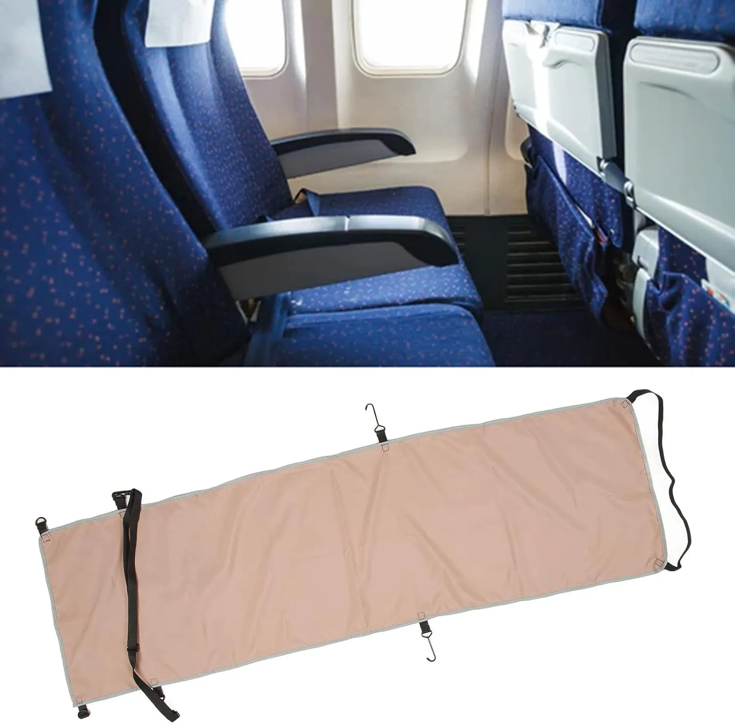 Hammock Seat Cover with Footrest, Airplane Hammock with Footrest, Practical, Ergonomic for Outdoor (Khaki)