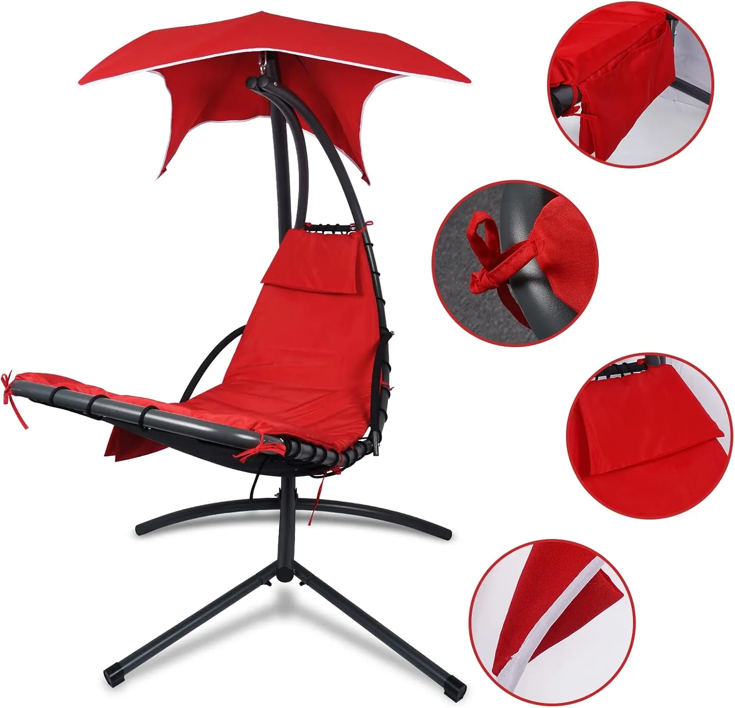 Hammock Umbrella-Lounge Chair Swing Cushion Cover Outside, Machine Washable -Waterproof-Breathable Hanging Chaise Lounge Outdoor Cushions Covers and Umbrella (Cushion Not Included), Yellow