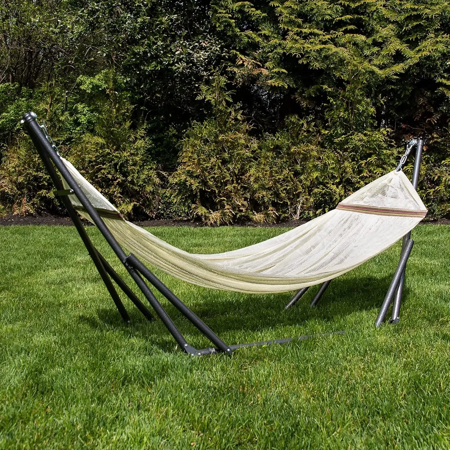 Hammock with Collapsible Steel Stand Carrying Case Portable Adjustable, Perfect for Camping Beach Summer Patio EZ Daze Foldable