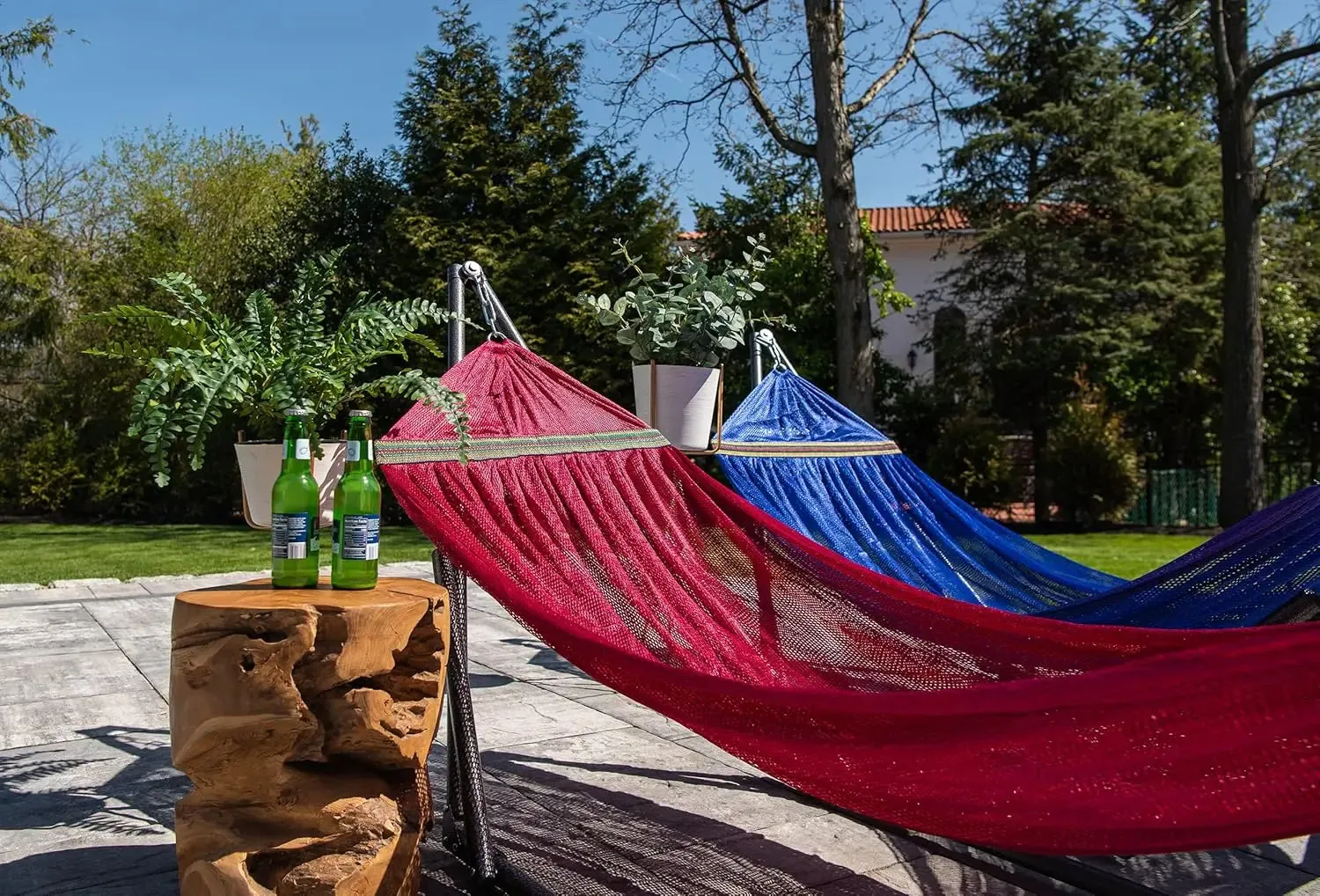 Hammock with Collapsible Steel Stand Carrying Case Portable Adjustable, Perfect for Camping Beach Summer Patio EZ Daze Foldable