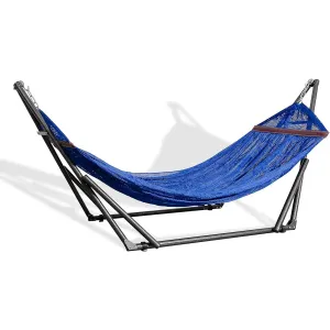 Hammock with Collapsible Steel Stand Carrying Case Portable Adjustable, Perfect for Camping Beach Summer Patio EZ Daze Foldable