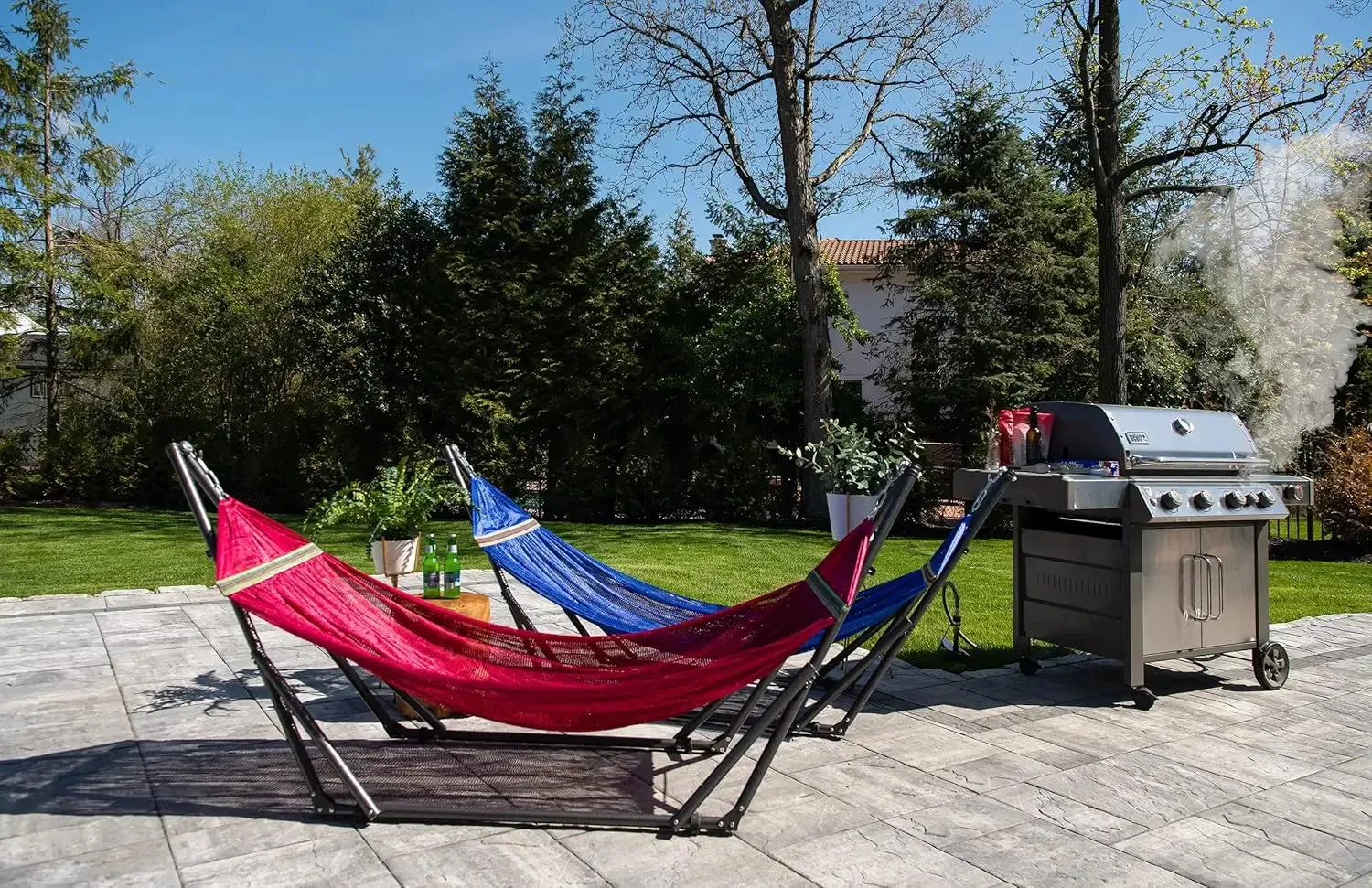 Hammock with Collapsible Steel Stand Carrying Case Portable Adjustable, Perfect for Camping Beach Summer Patio EZ Daze Foldable