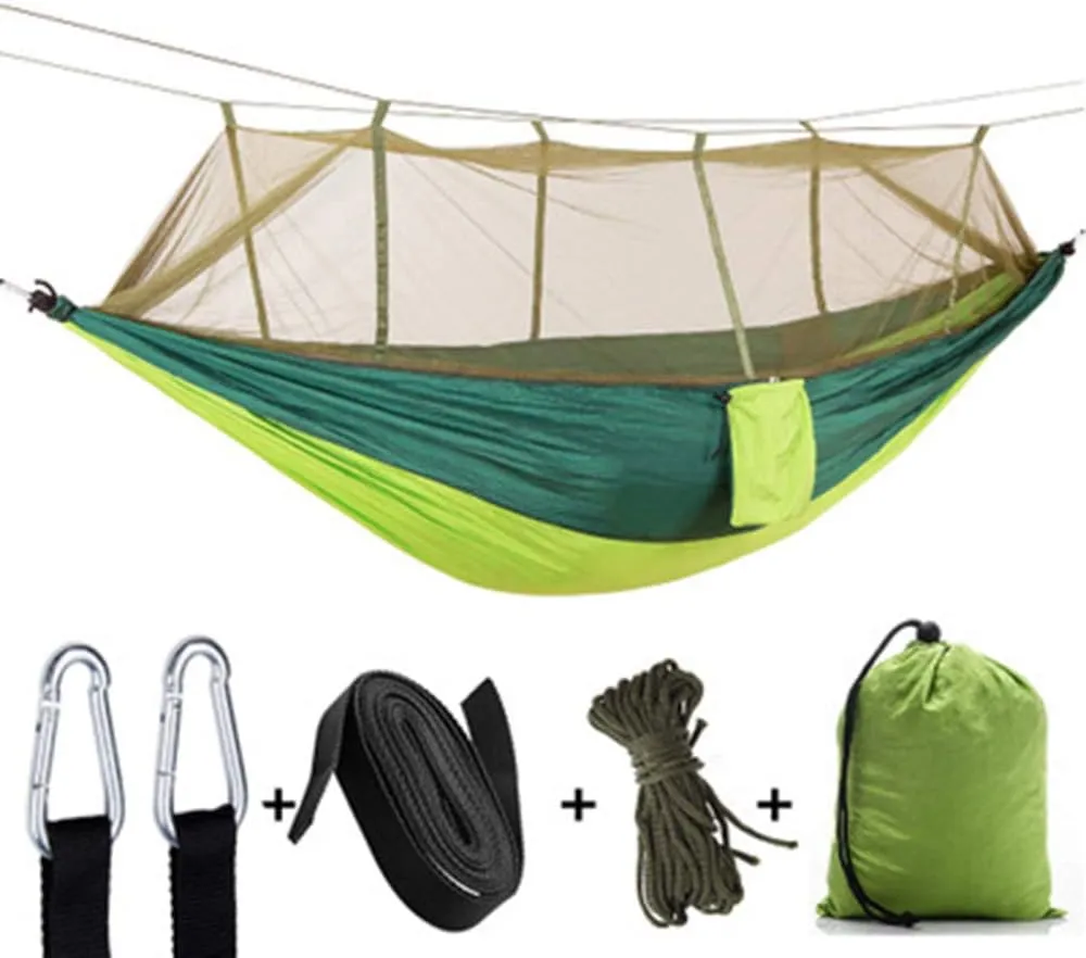 Hammock with Mosquito Net, Double Camping Hammocks Bug Net Portable and Lightweight for Backpacking Hiking Travel Outdoor