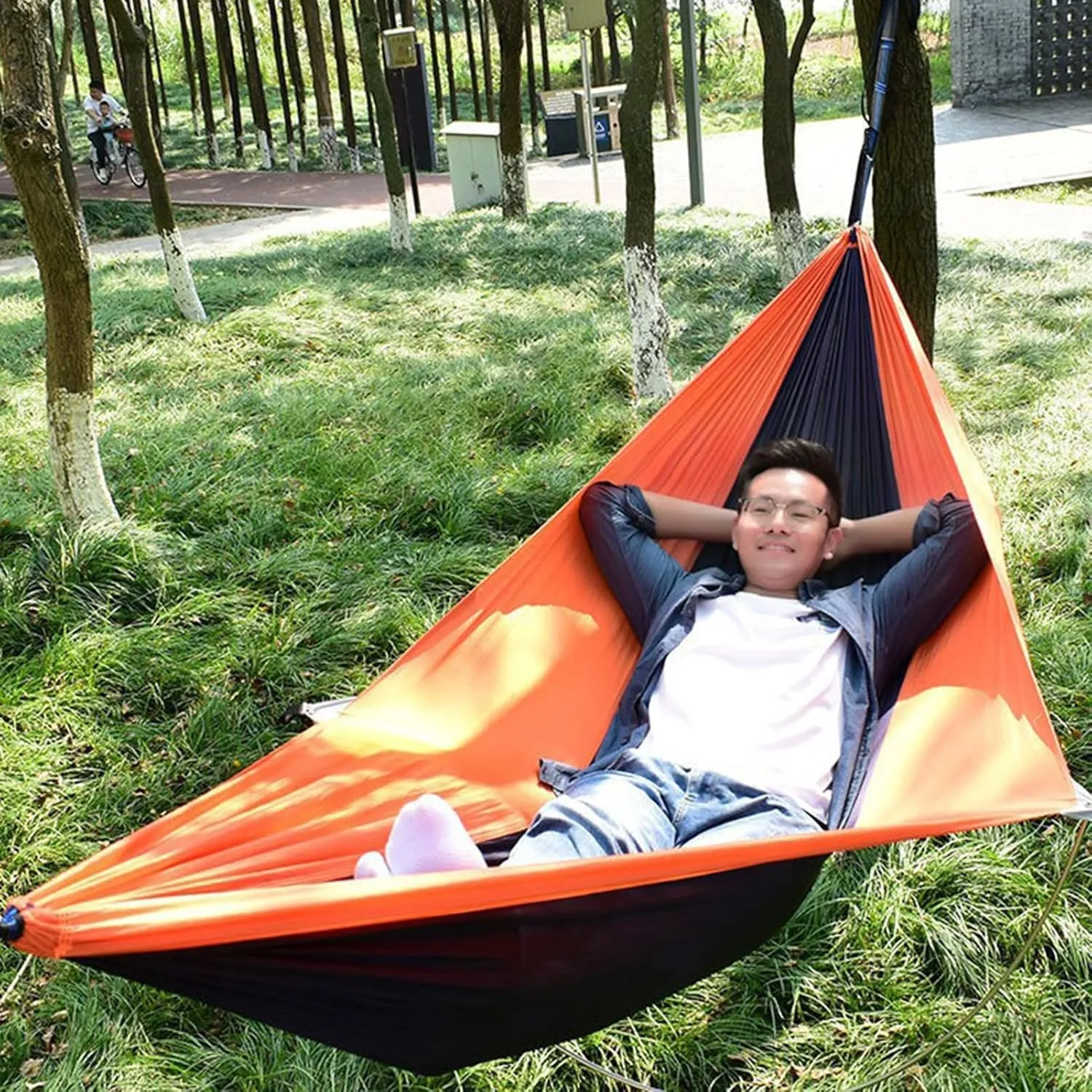 Hammocks Outside - Travel Hammocks Outside, Heavy-Duty Hammocks | Portable Families Parachute Hammock, Waterproof Nylon Lightweight Outdoor Supplies for Garden Yard Camping Beach Hiking Fishing BBQ