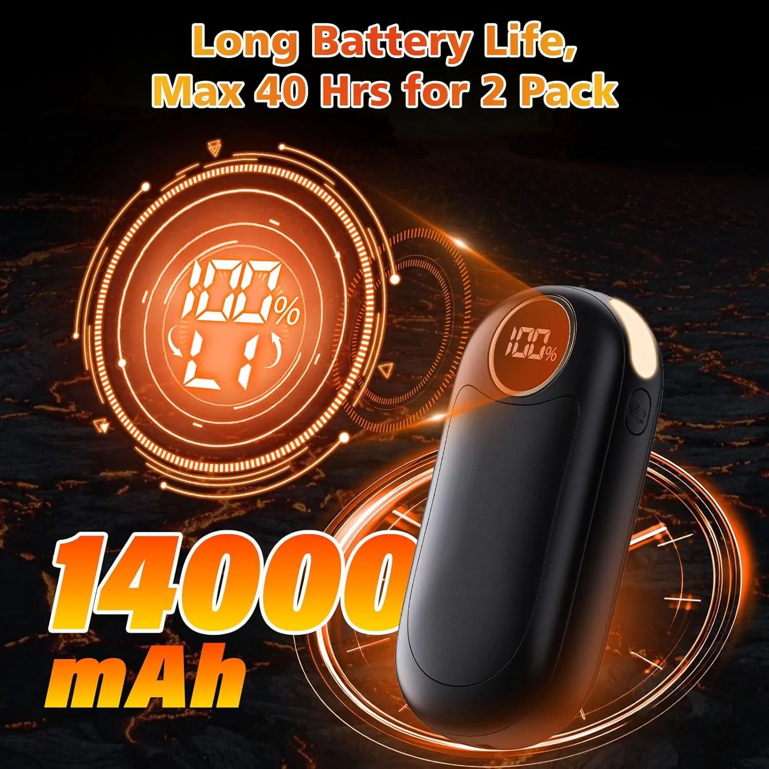 Hand Warmers Rechargeable 2 Pack, Dual Sided Electric Hand Warmer 14000mAh with Power Bank, 20Hrs Warmth, 8 Heating Mode, Portable Charging Pocket Heater for Men, Women, Raynauds, Camp, Hunting, Golf