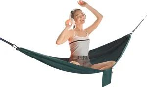 Hanging Camping Hammock, Reversible Hammocks with Net Tent and Rain Fly Tarp, Outdoor Hammock Set, Hammock with Tree Straps, for Hiking Camping Adventures Traveling, Black Blackish Green