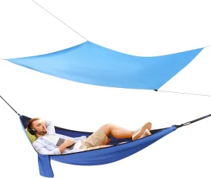 Hanging Camping Hammock, Reversible Hammocks with Net Tent and Rain Fly Tarp, Outdoor Hammock Set, Portable Hammock with Tree Straps, Load 200kg/440.9lbs, for Hiking Camping Traveling, Blue