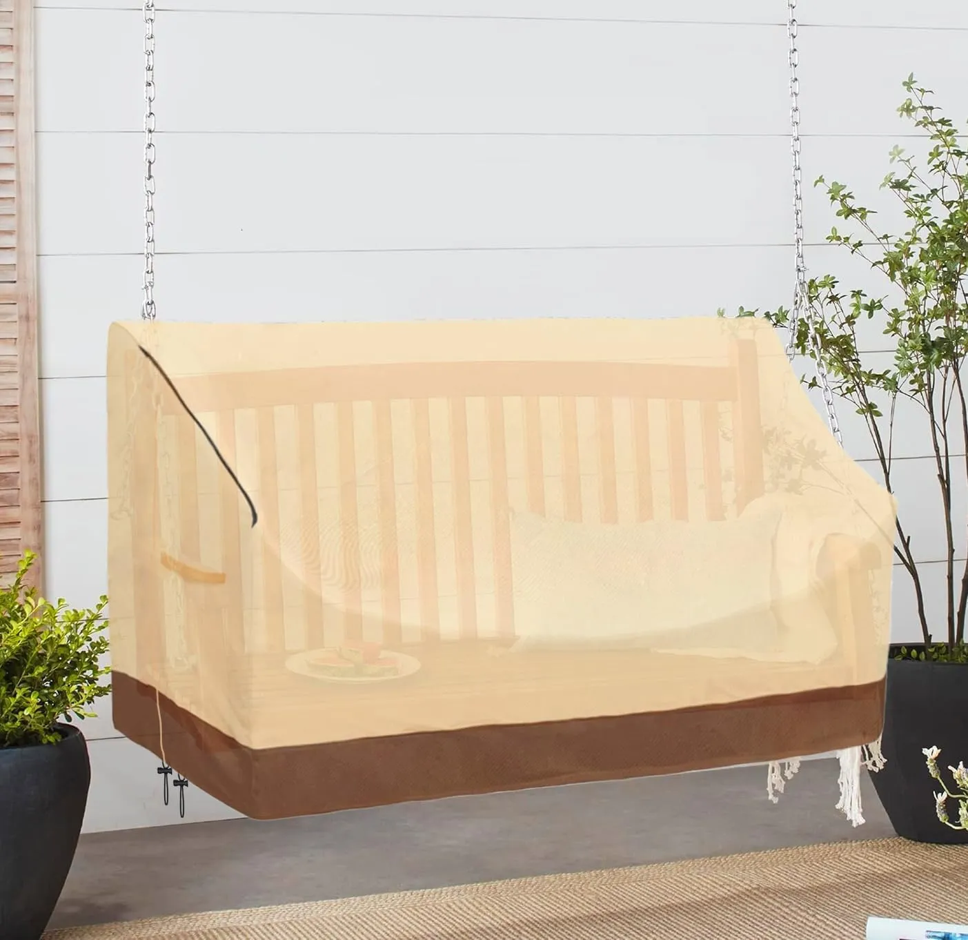 Hanging Porch Swing Cover 63Inch Waterproof Hanging Outdoor Swing Cover Garden Hammock Swing Chair Cover