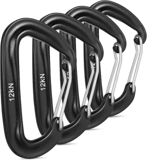 Happyyami 4 Pack Heavy Duty Carabiner Clips 12kn Steel Locking for Keys Tents Camping Hiking Climbing