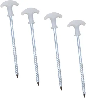 Happyyami 4pcs Ground Nail Tent Peg Stakes Hiking Tent Camping Tent Stake Traveling Accessories Heavy Duty Tent Ground Anchor Stakes Tarp Hooks Metal Tent Pegs Tool Stainless Steel Spiral