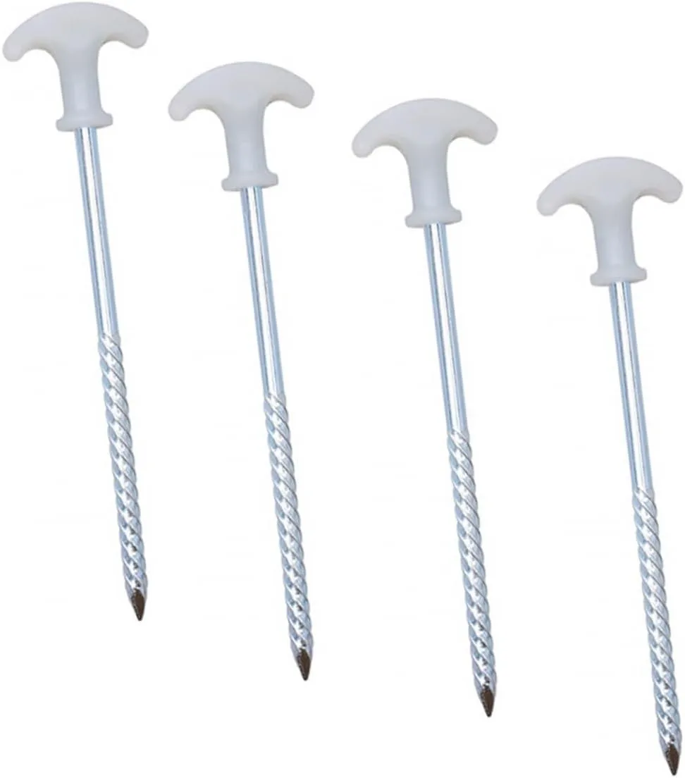 Happyyami 4pcs Ground Nail Tent Peg Stakes Hiking Tent Camping Tent Stake Traveling Accessories Heavy Duty Tent Ground Anchor Stakes Tarp Hooks Metal Tent Pegs Tool Stainless Steel Spiral