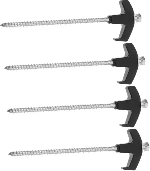 Happyyami 4pcs Portable Spiral Tent Pegs 8 * 200mm Windproof Ground Stakes for Camping Tarp Fixing Durable Tent Stakes for Outdoor Use Ideal for Sand and Ground Stability