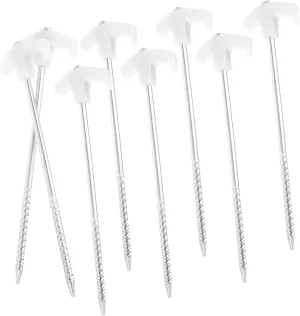 Happyyami Tent Stakes Camping 8 Pack Heavy Duty Metal Ground Stakes for Tent Tarp and Canopy Easy to Use