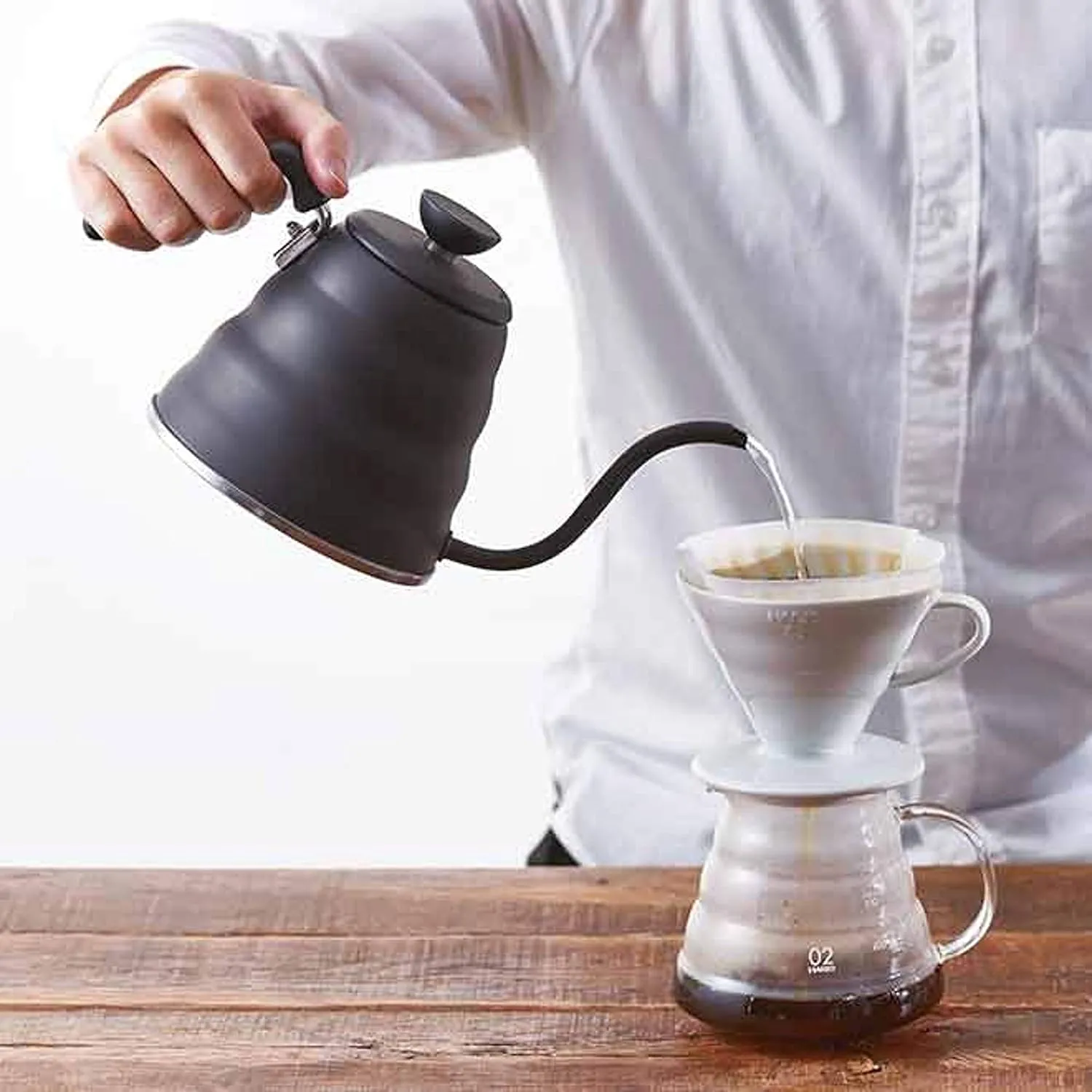 Hario V60 "Buono" Gooseneck Drip Kettle, 1200ml, Matte Black