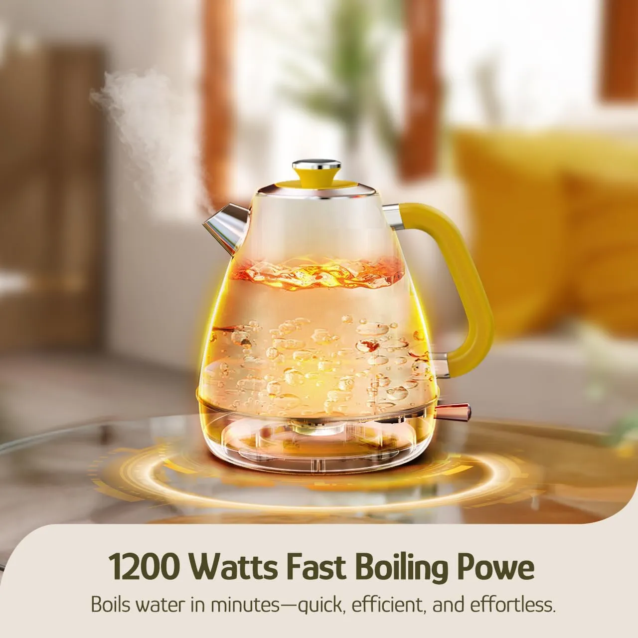 Hazel Quinn Retro Electric Kettle - 1.7L, 1200W Fast Boiling, All Stainless Steel Interior, Cordless, BPA-Free, Auto Shut-Off, Thermometer for Tea & Coffee - Floral Design by Artist Eduardo Recife