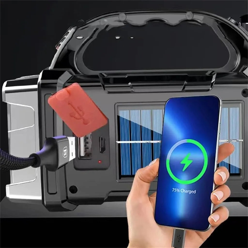 HBJWOV Rechargeable Portable Headlamp High Power Solar Rechargeable Flashlight Working Lantern