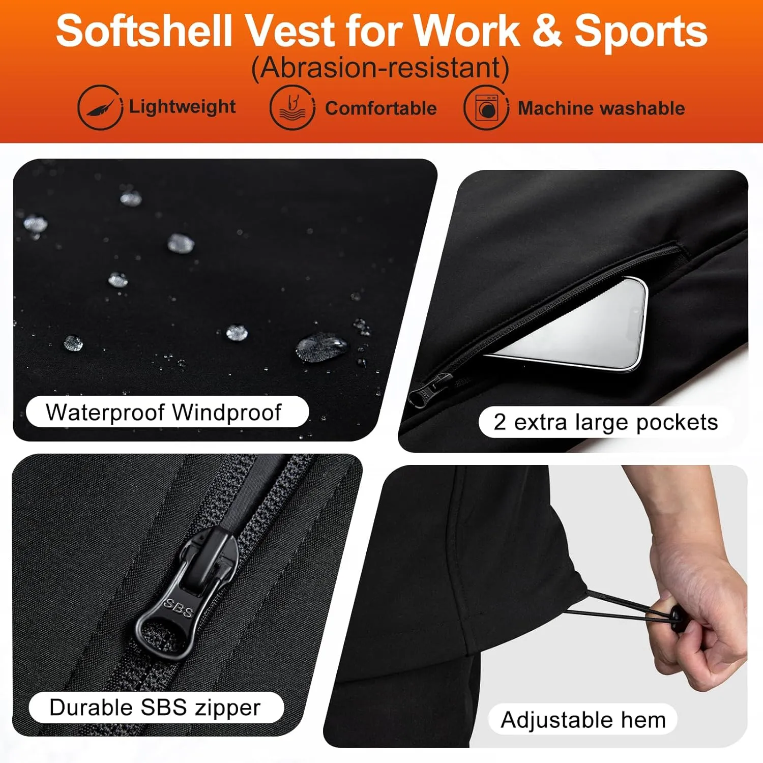 Heated Vest For Men with Battery Pack, Smart Controller with Light-Out Design, Electric Heated Jacket