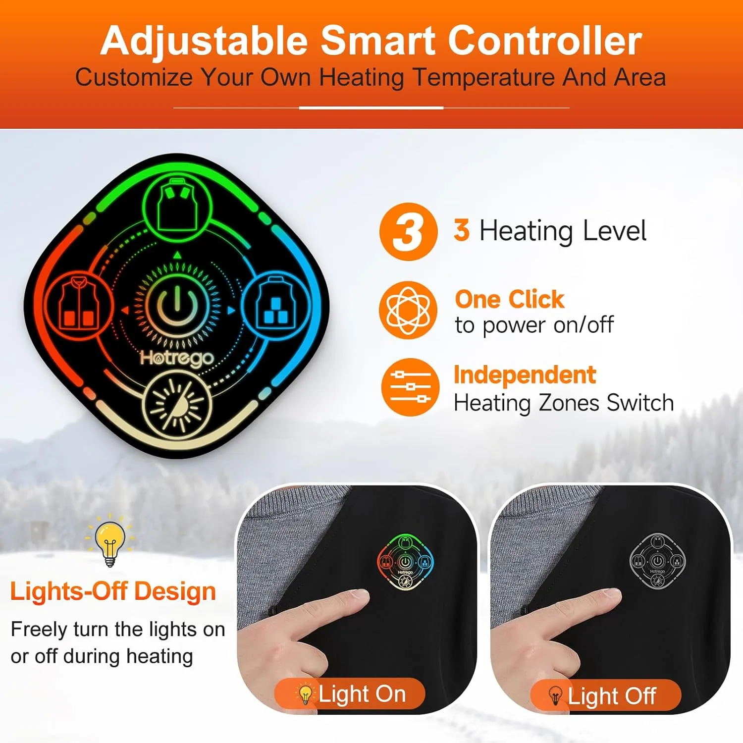 Heated Vest For Men with Battery Pack, Smart Controller with Light-Out Design, Electric Heated Jacket