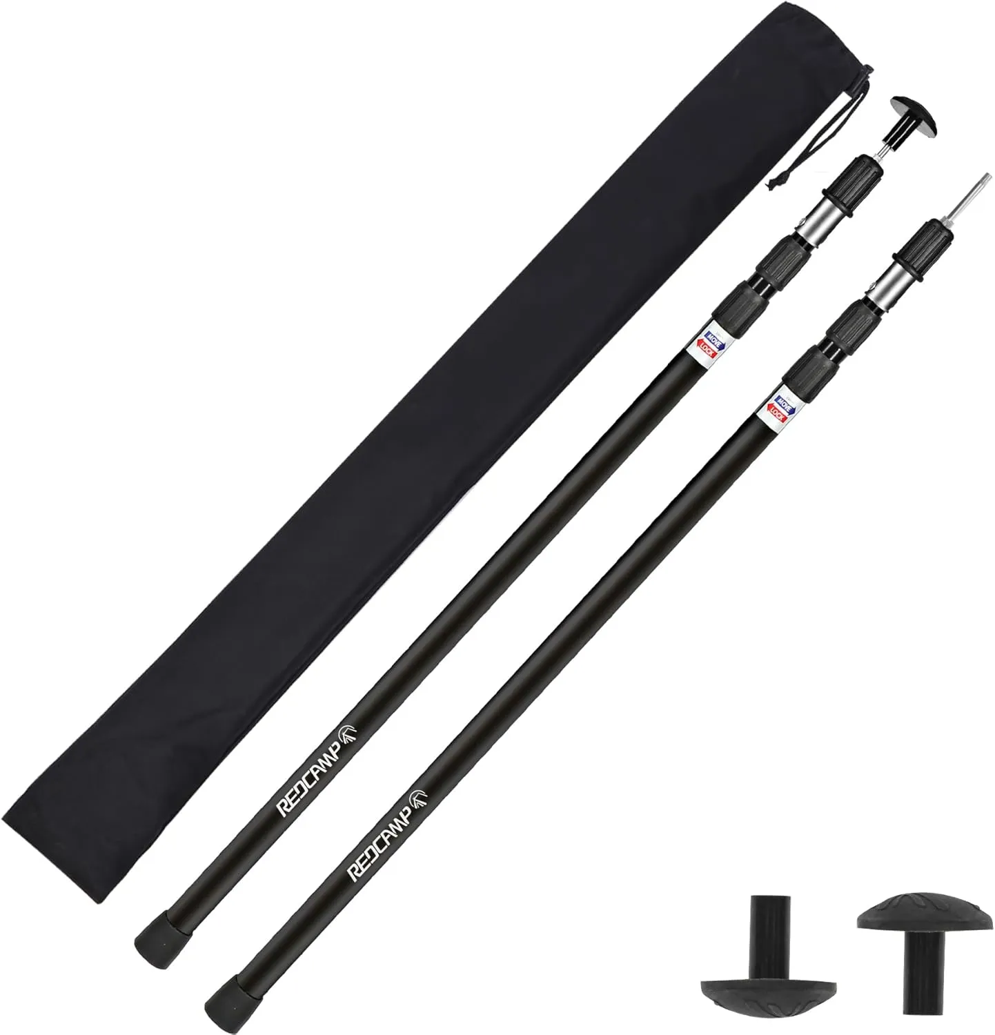 Heavy-Duty Adjustable Aluminum Tarp Poles,Set of 2 Telescoping Lightweight Tent Poles,35.5"-90" Portable Camping Accessories for Shelter,Hammock Rain Fly,Awning,Emergency (3-Section, Black)
