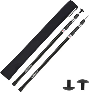 Heavy-Duty Adjustable Aluminum Tarp Poles,Set of 2 Telescoping Lightweight Tent Poles,35.5"-90" Portable Camping Accessories for Shelter,Hammock Rain Fly,Awning,Emergency (3-Section, Black)