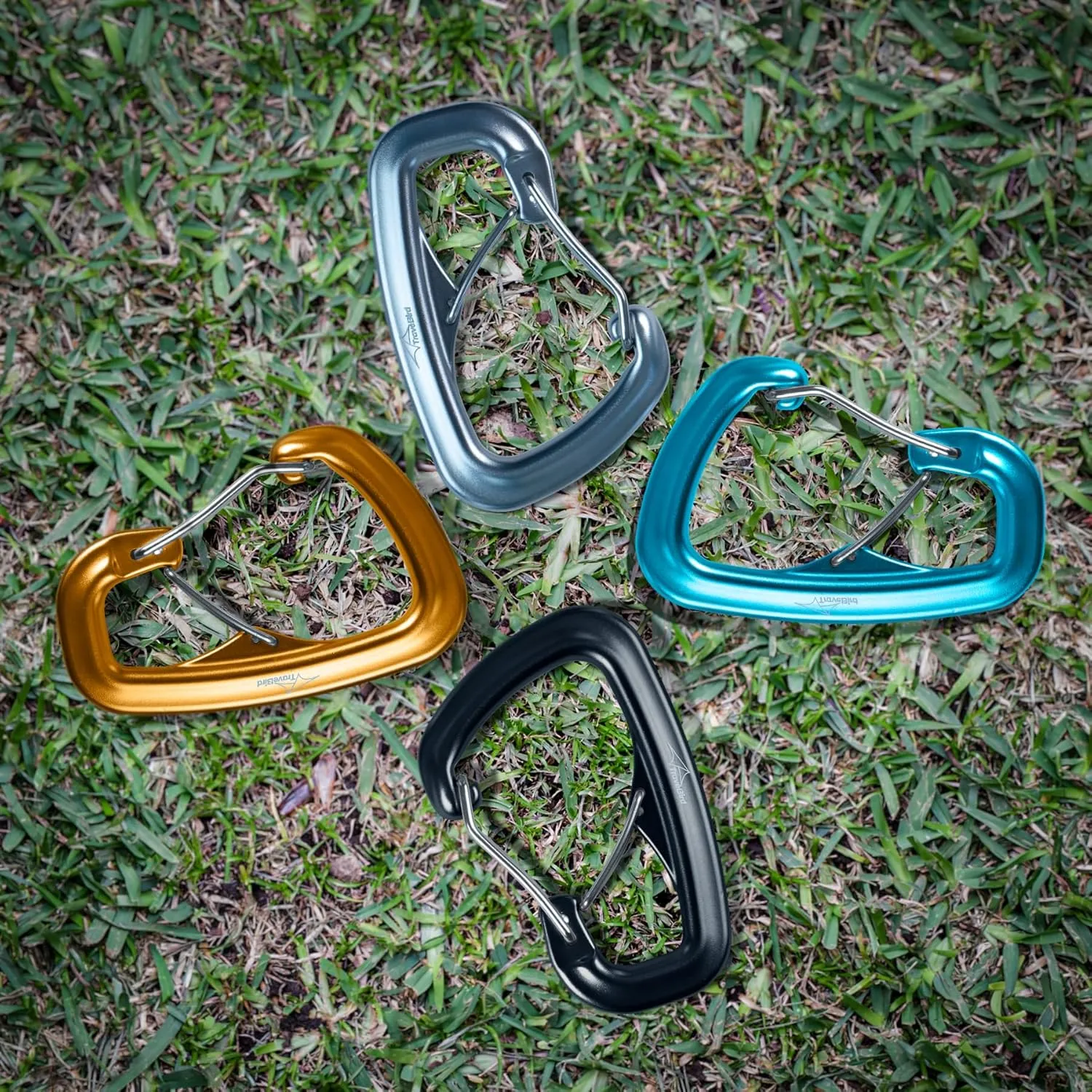 Heavy Duty Carabiner Clip Hook 8KN (1763 lbs), 2 PCS Ultra-Light Aluminum Caribeaners with Double Door D Ring Shape, for Hammock, Camping, Hiking, Backpacking, Dog Leash, Keychain Clip