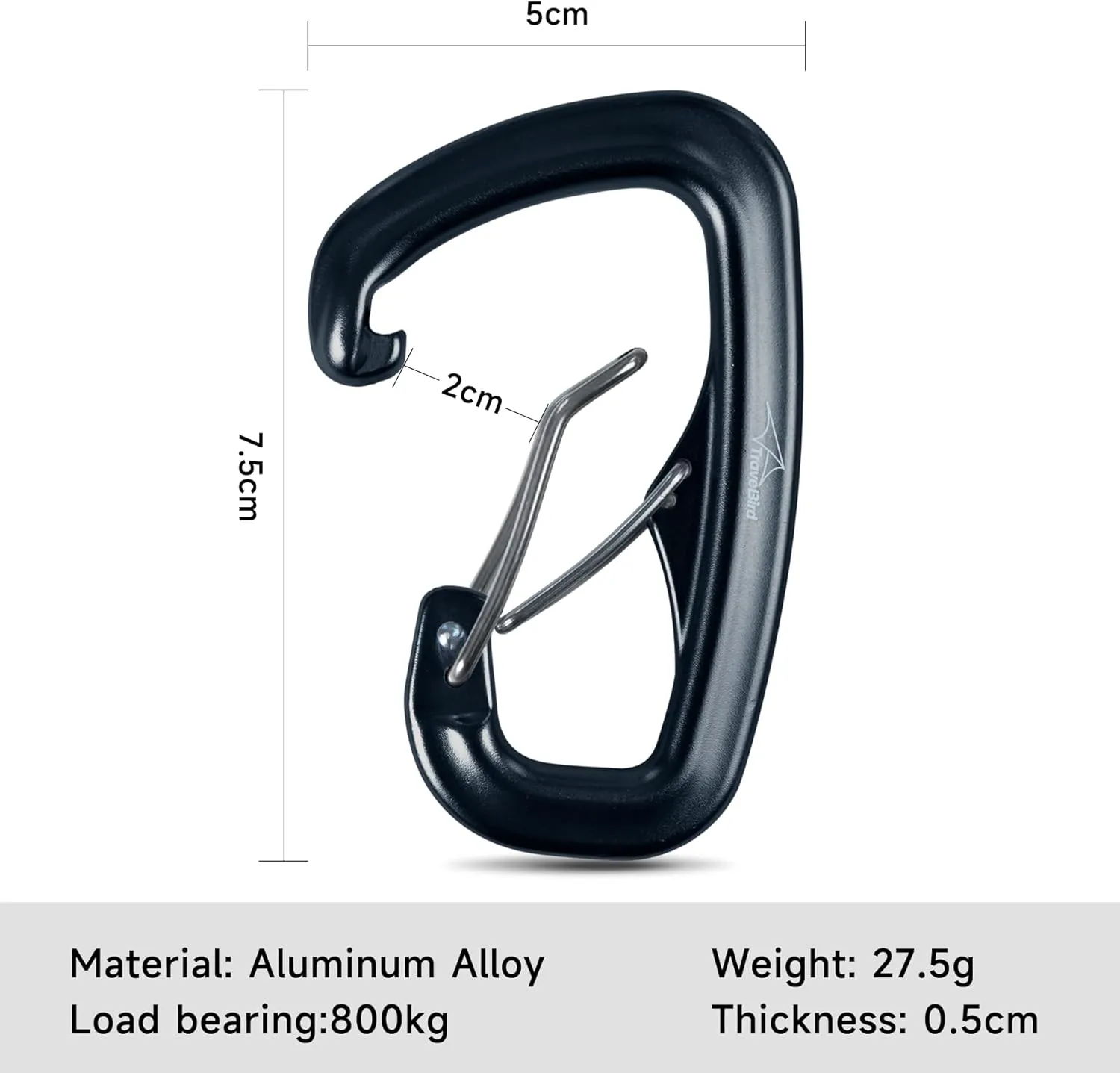 Heavy Duty Carabiner Clip Hook 8KN (1763 lbs), 2 PCS Ultra-Light Aluminum Caribeaners with Double Door D Ring Shape, for Hammock, Camping, Hiking, Backpacking, Dog Leash, Keychain Clip