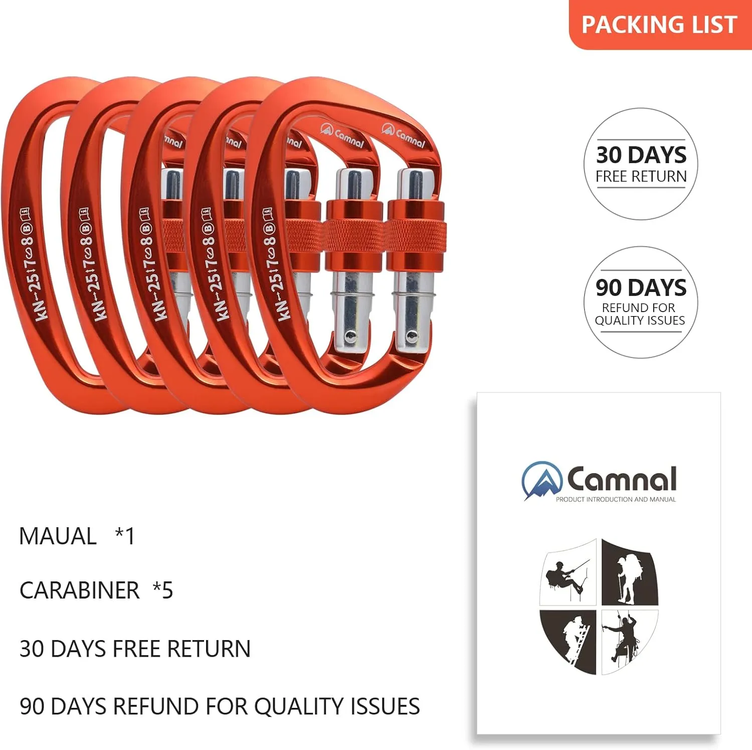 Heavy Duty Carabiner UIAA Certified Locking Carabiner 25KN (About 5620 lbs) Screw Lock Carabiner D Shape Carabiner Clip for Rock Climbing, Mountaineer, Aerial Work