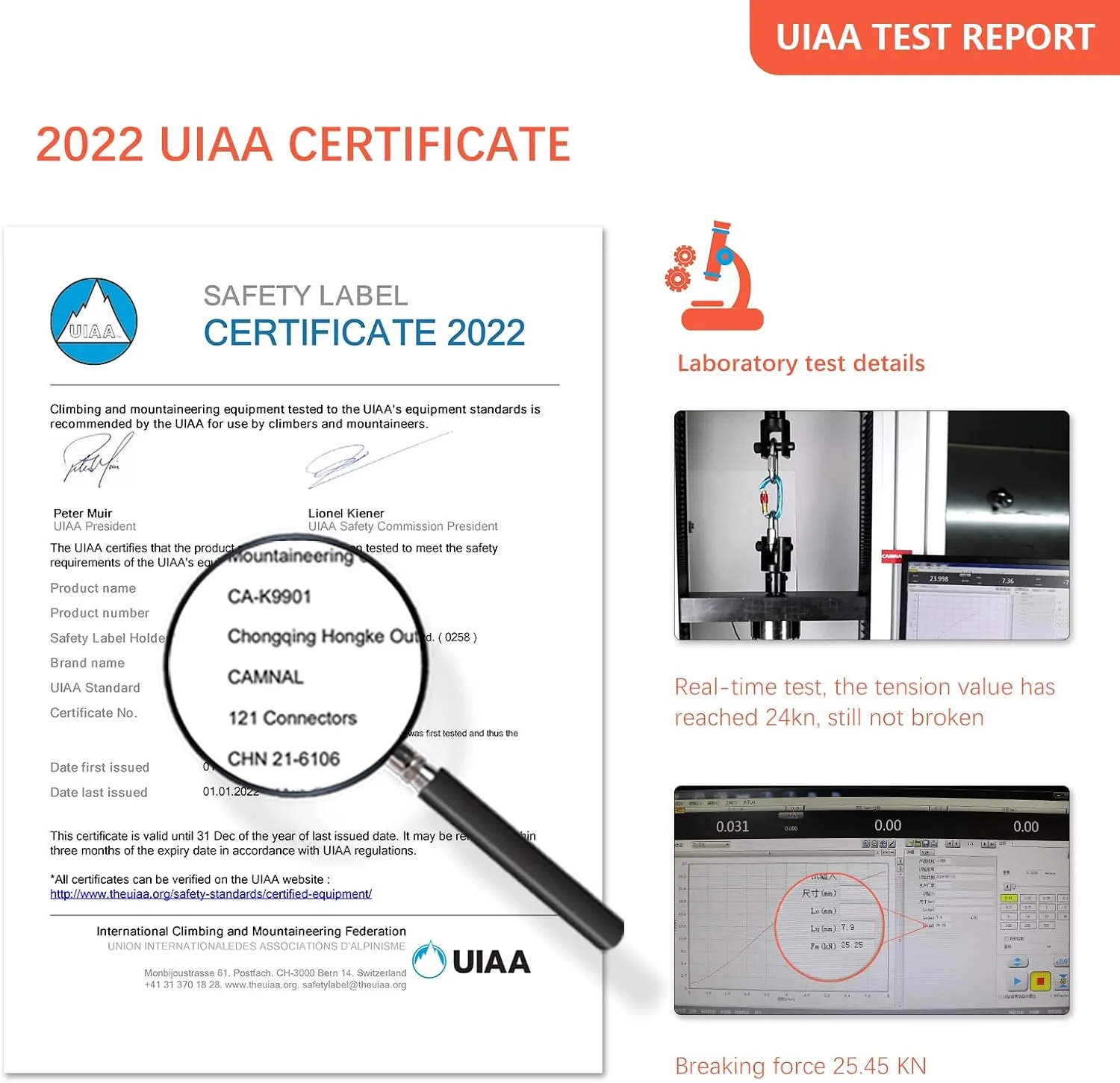 Heavy Duty Carabiner UIAA Certified Locking Carabiner 25KN (About 5620 lbs) Screw Lock Carabiner D Shape Carabiner Clip for Rock Climbing, Mountaineer, Aerial Work