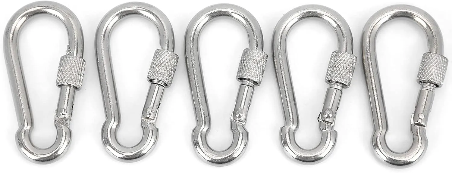 Heavy Duty Locking Carabiner Clip 5pcs Set for Camping Backpacking Hiking
