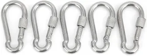 Heavy Duty Locking Carabiner Clip 5pcs Set for Camping Backpacking Hiking