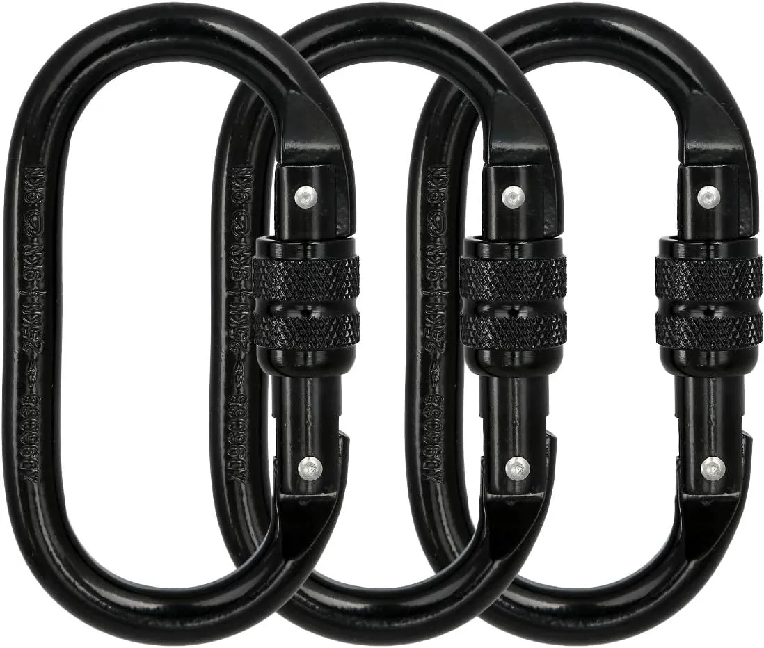 Heavy Duty Locking Climbing Carabiner Clip CE Rated 25 kN 5600 LB Rugged Terrain Approved Industrial Strength Twist Lock Carabiners Clips for Rigging, Ropes, Hammocks, Camping