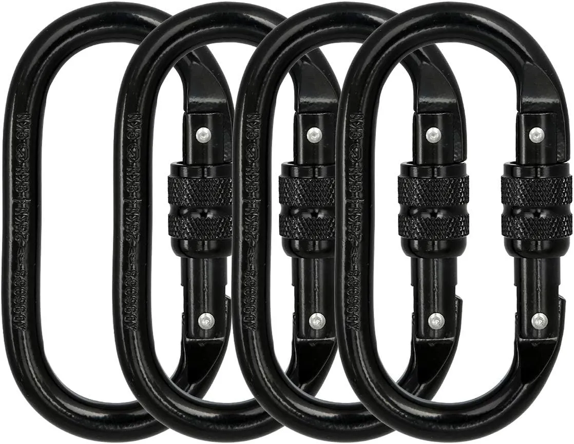 Heavy Duty Locking Climbing Carabiner Clip CE Rated 25 kN 5600 LB Rugged Terrain Approved Industrial Strength Twist Lock Carabiners Clips for Rigging, Ropes, Hammocks, Camping