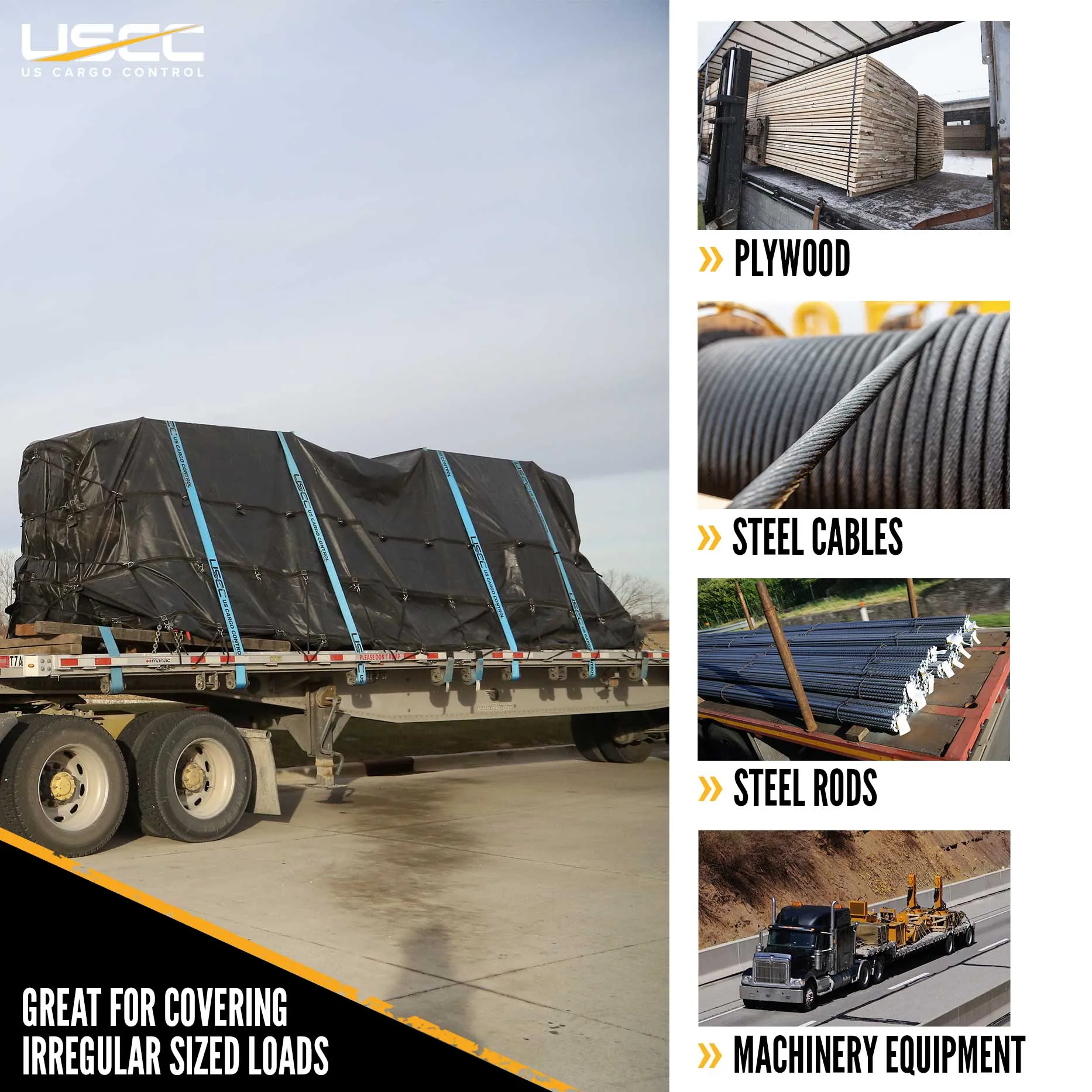 Heavy Duty Machinery Tarp - 20' x 20' - 18 oz. Black Tarp