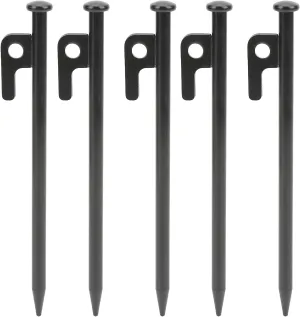 Heavy Duty Metal Tent Stakes, 5Pcs Weatherproof Ground Stakes for Secure Outdoor Camping, Canopy, and Tarp Setup (20cm)