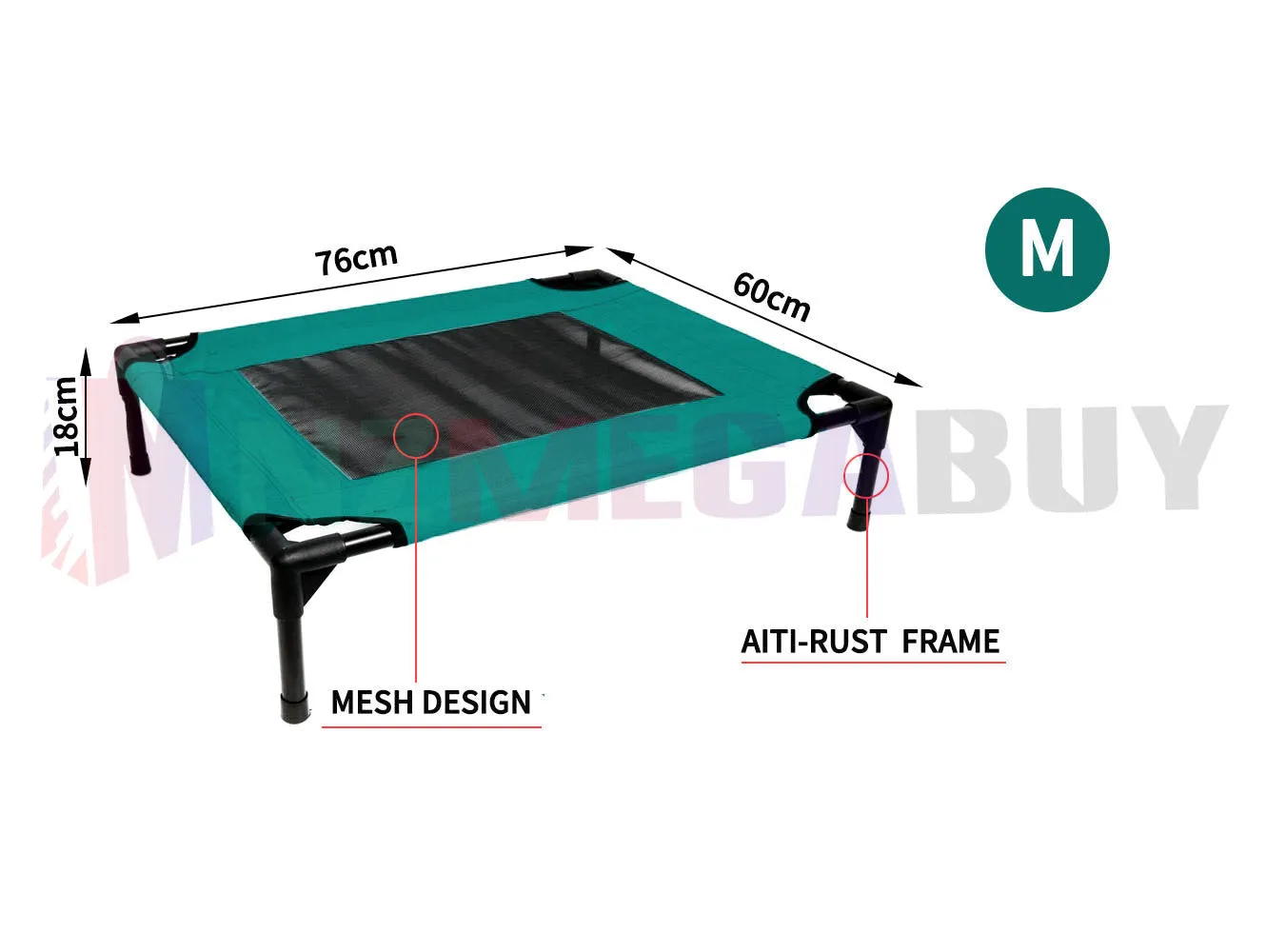 Heavy Duty Pet Dog Bed Trampoline Hammock Canvas *Green *3 Sizes